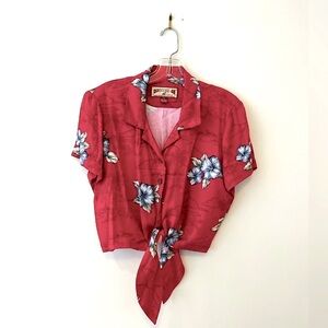♥️Caribbean Joe Cropped Floral Blouse